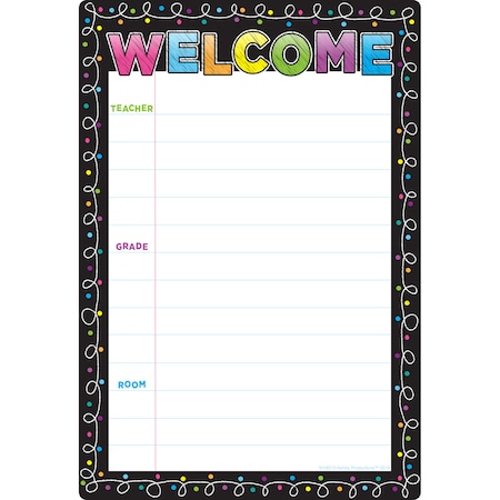 Ashley Productions Smart Poly Chart Chalk Dots Welcome, 13in x 19in 91083